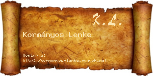 Kormányos Lenke névjegykártya
